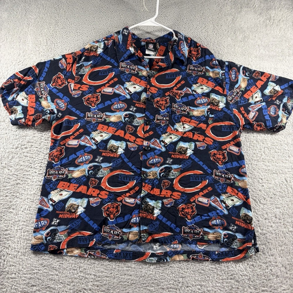 Chicago Bears Hawaiian Shirt Mens Large NFL Team Apparel Rayon AOP Graphic
